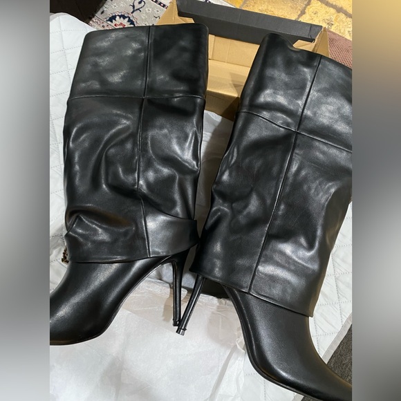 Justfab Shoe Dazzle black stiletto boots new with box - Picture 4 of 6